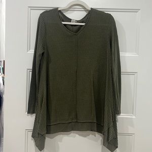 Olive Waffle Knit LS top